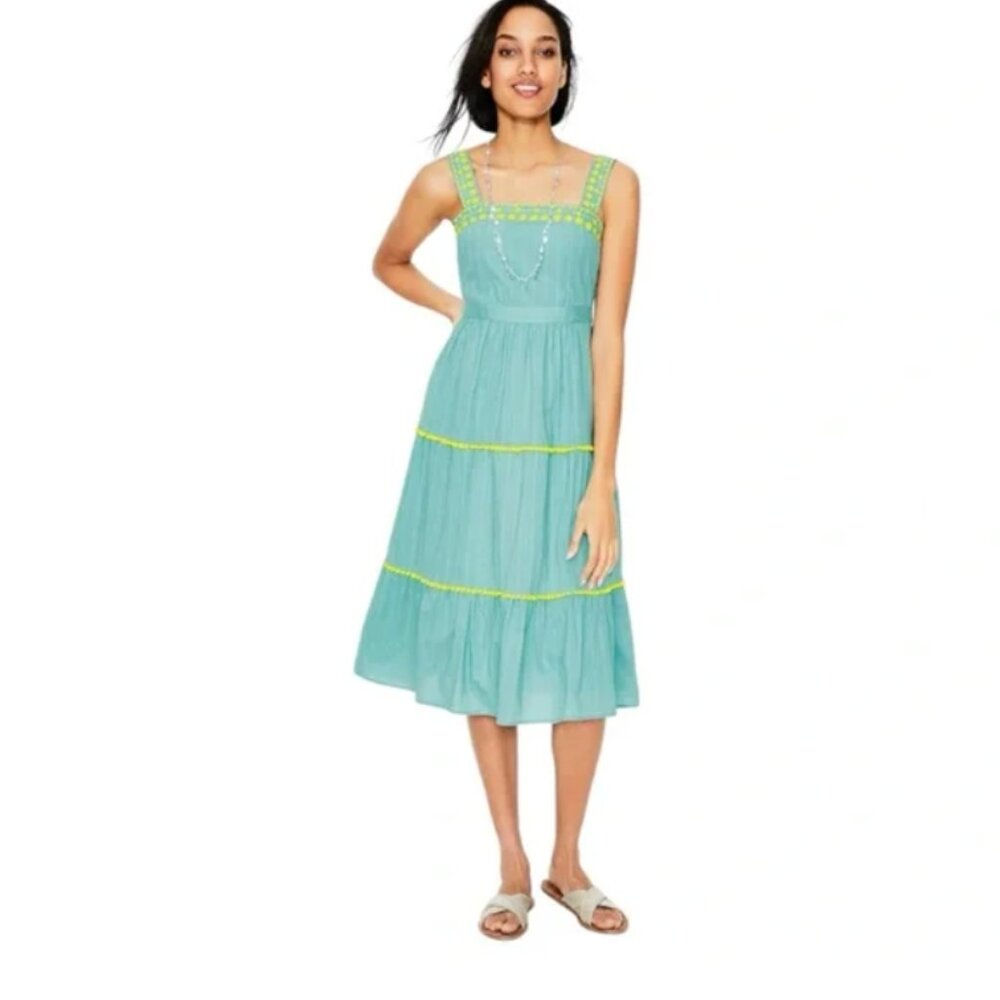 Boden Embroidered Summer Dress (Heron Blue)